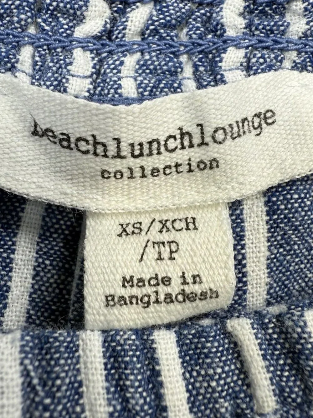 Beach Lunch Lounge Pants Sz Extra Small Linen Blend Striped Blue White Tie Waist - Picture 6 of 14